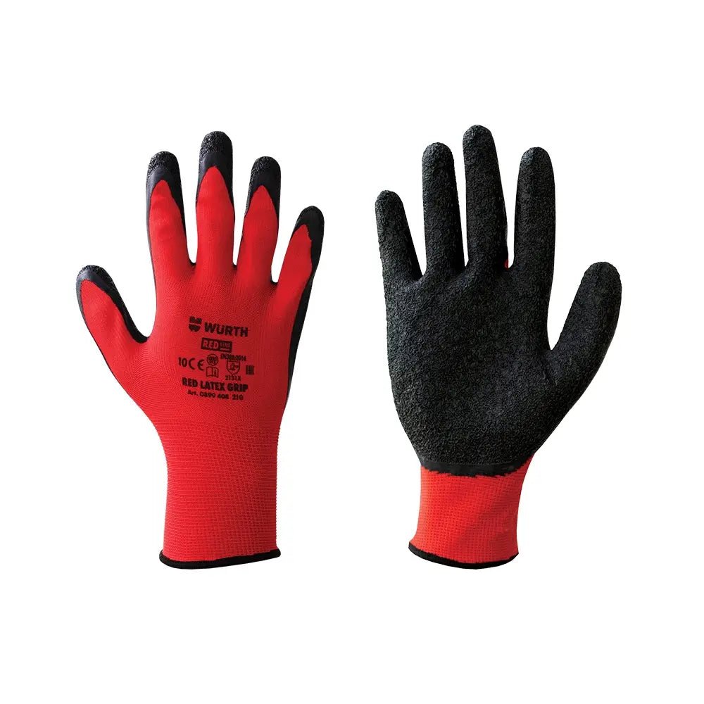 Wuerth Mechanic Gloves Red Latex Grip Size10 - Nova - Fix